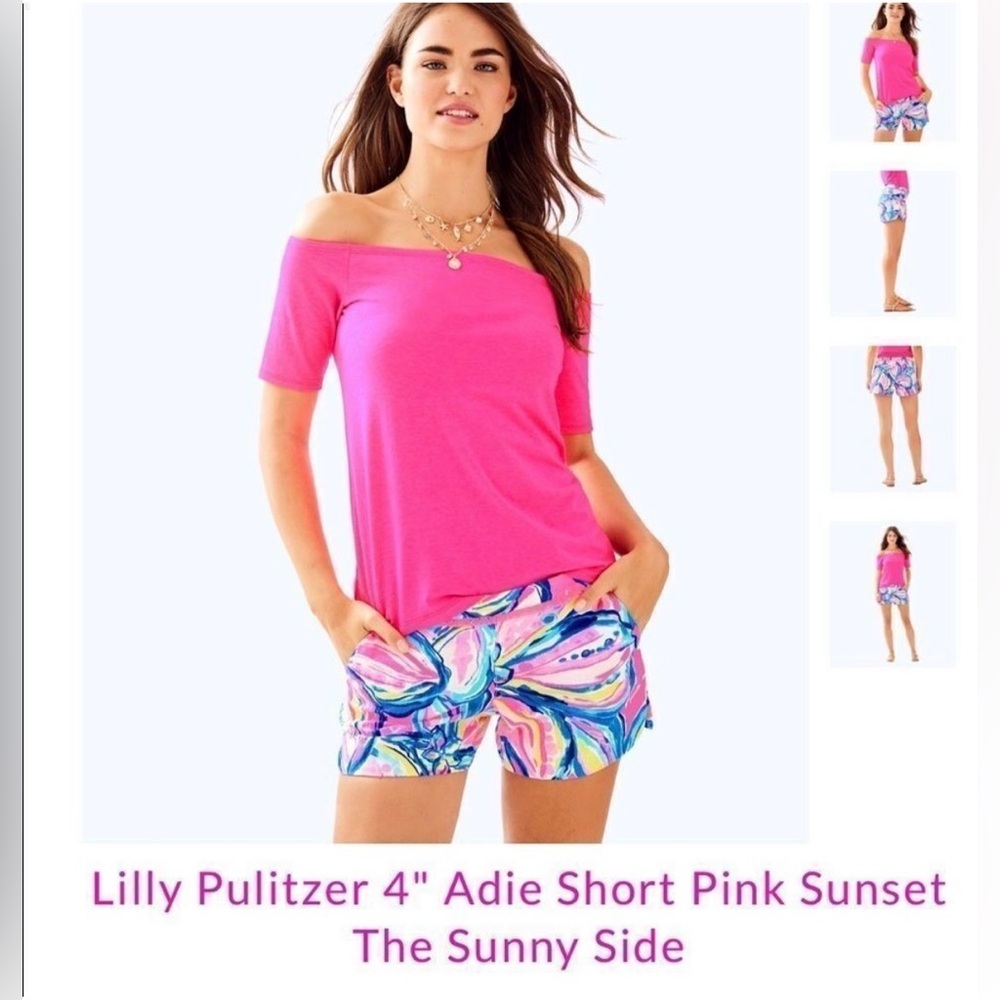 Lilly Pulitzer 4" Adie Short Pink Sunset
The Sunny Side size 14 Bright Flowers